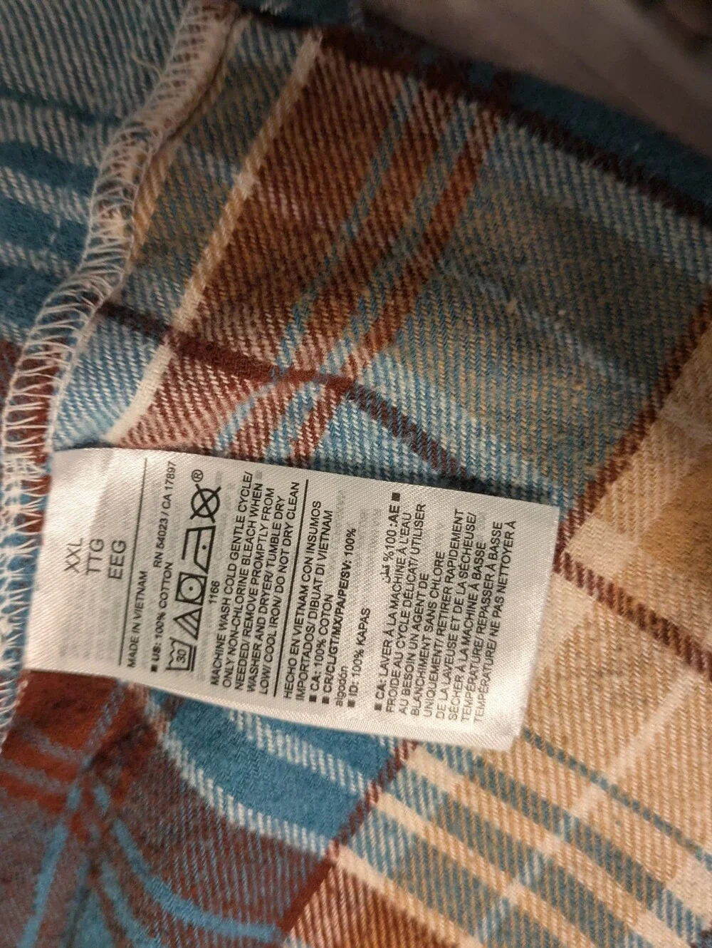 Old Navy Boyfriend Plaid Flannel Shirt XXL Blue Tan Oversized